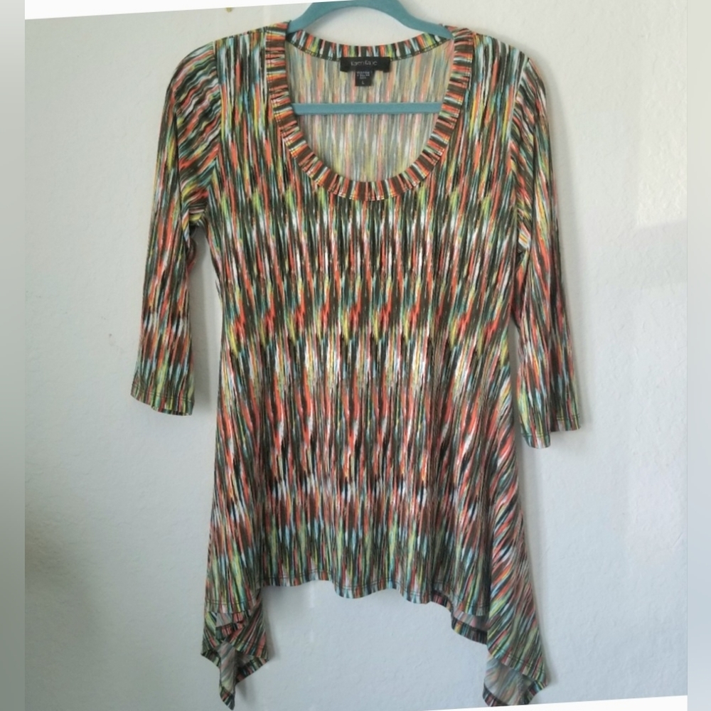 Karen Kane Multi-Colored Scoop Neck Blouse Size Large